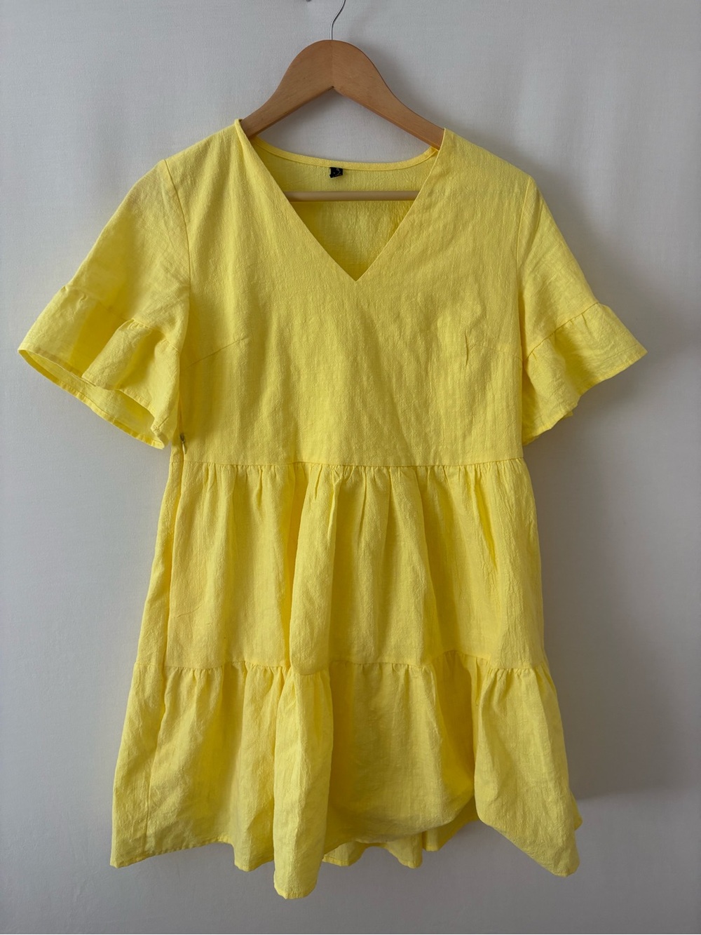 AND Bright Yellow Tiered V-Neck Dress